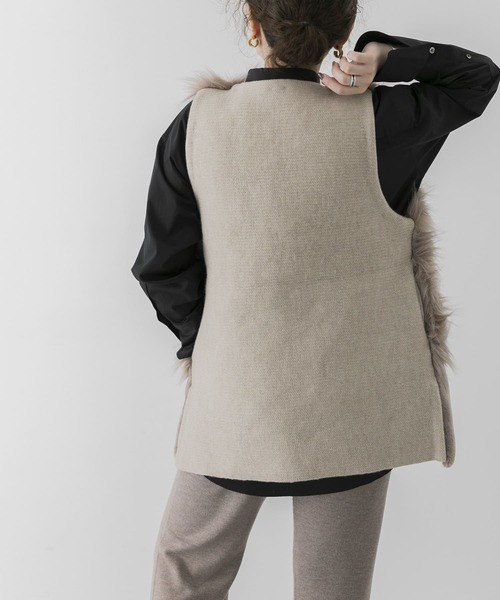 ADAWAS（アダワズ）の「ADAWAS　ECO FUR GILET（ベスト・レディース・ベージュ/ブラウン・FREE）」の9枚目の写真