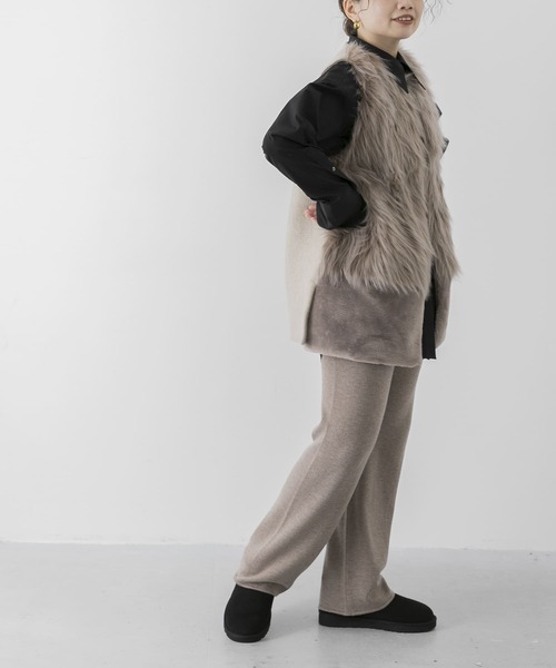 ADAWAS（アダワズ）の「ADAWAS　ECO FUR GILET（ベスト・レディース・ベージュ/ブラウン・FREE）」の10枚目の写真