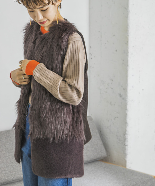 ADAWAS（アダワズ）の「ADAWAS　ECO FUR GILET（ベスト・レディース・ベージュ/ブラウン・FREE）」の17枚目の写真
