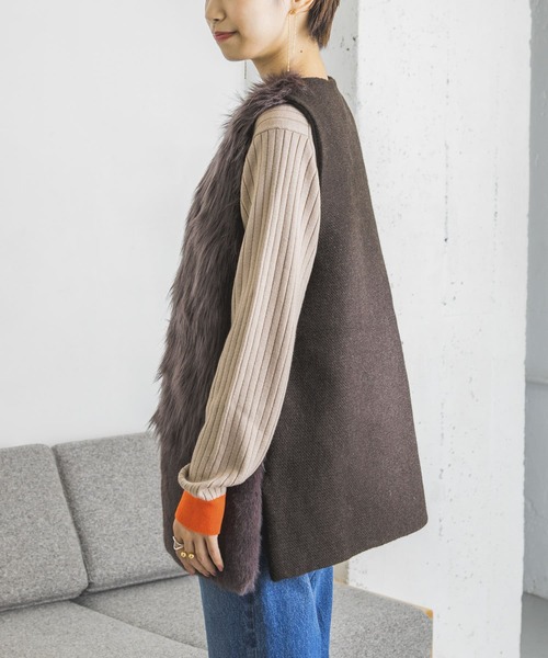 ADAWAS（アダワズ）の「ADAWAS　ECO FUR GILET（ベスト・レディース・ベージュ/ブラウン・FREE）」の22枚目の写真