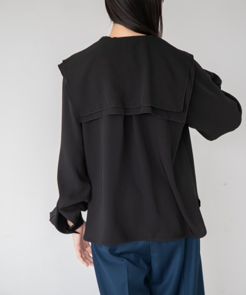 yuw(ユウ)の「DOUBLE COLLAR BLOUSE 237111(シャツ/ブラウス・レディース・ホワイト/ブラック/ブルー・FREE)」の14枚目の写真