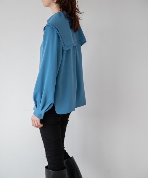 yuw(ユウ)の「DOUBLE COLLAR BLOUSE 237111(シャツ/ブラウス・レディース・ホワイト/ブラック/ブルー・FREE)」の18枚目の写真