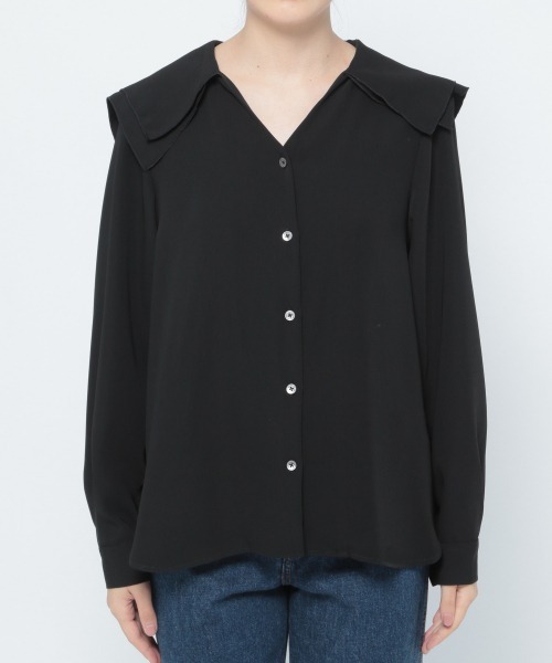 yuw(ユウ)の「DOUBLE COLLAR BLOUSE 237111(シャツ/ブラウス・レディース・ホワイト/ブラック/ブルー・FREE)」の6枚目の写真