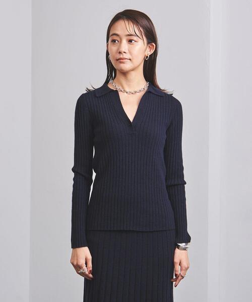 Gunn Johansson（グンヨハンソン）の「＜Gunn Johansson（グン ヨハンソン）＞スキッパー リブ ロングスリーブ ニット（ニット/セーター・レディース・ネイビー・38）」の2枚目の写真