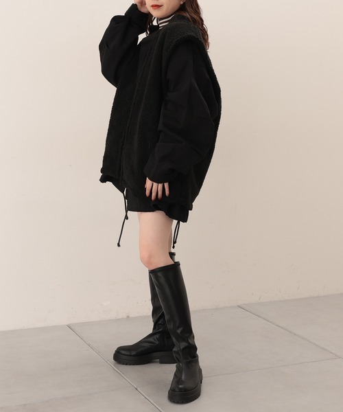 Chico（チコ）の「ルーズモッズ+ボアベストセット（モッズコート・レディース・ブラック/アイボリー/ブラウン・FREE）」の11枚目の写真