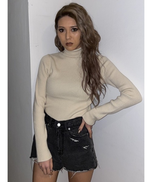 EGOIST（エゴイスト）の「タートルリブニットトップス（ニット/セーター・レディース・ライトブラウン/ブラック/グリーン/アイボリー・FREE）」の15枚目の写真