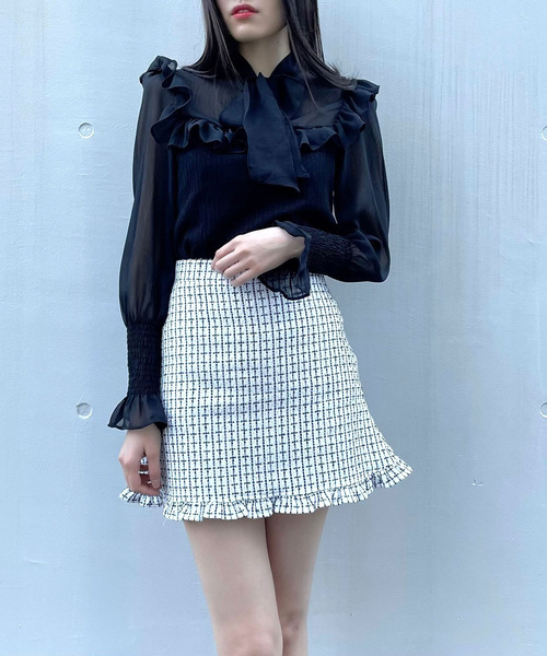 titty＆Co. PETIT（ティティアンドコープティ）の「【titty&Co.PETIT】フリルリボンシャーリングブラウス（シャツ/ブラウス・レディース・ホワイト/ブラック・FREE）」の14枚目の写真