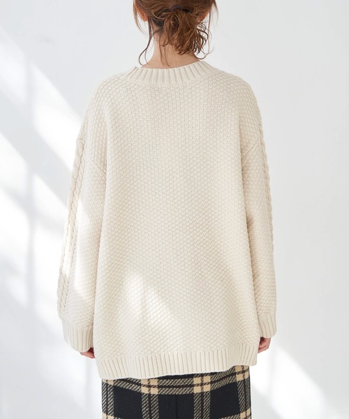 ROPE' PICNIC（ロペピクニック）の「【WEB限定】パッチワークケーブルニットプルオーバー（ニット/セーター・レディース・ライトグリーン/ブラック系その他/キナリ・38）」の18枚目の写真