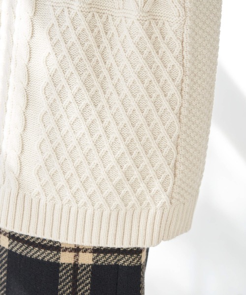 ROPE' PICNIC（ロペピクニック）の「【WEB限定】パッチワークケーブルニットプルオーバー（ニット/セーター・レディース・ライトグリーン/ブラック系その他/キナリ・38）」の14枚目の写真