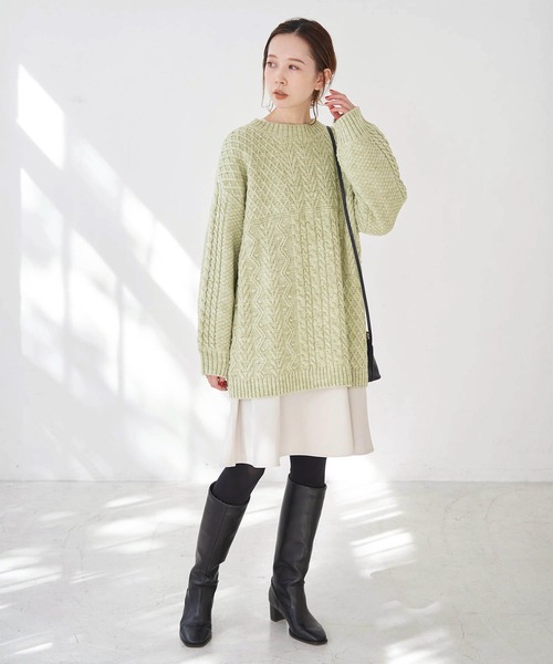 ROPE' PICNIC（ロペピクニック）の「【WEB限定】パッチワークケーブルニットプルオーバー（ニット/セーター・レディース・ライトグリーン/ブラック系その他/キナリ・38）」の19枚目の写真