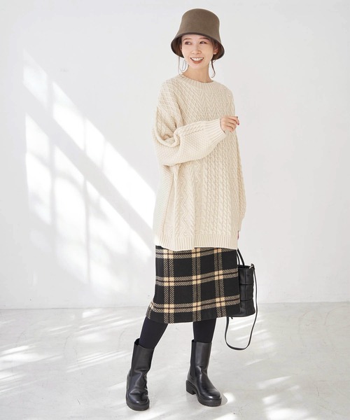 ROPE' PICNIC（ロペピクニック）の「【WEB限定】パッチワークケーブルニットプルオーバー（ニット/セーター・レディース・ライトグリーン/ブラック系その他/キナリ・38）」の13枚目の写真