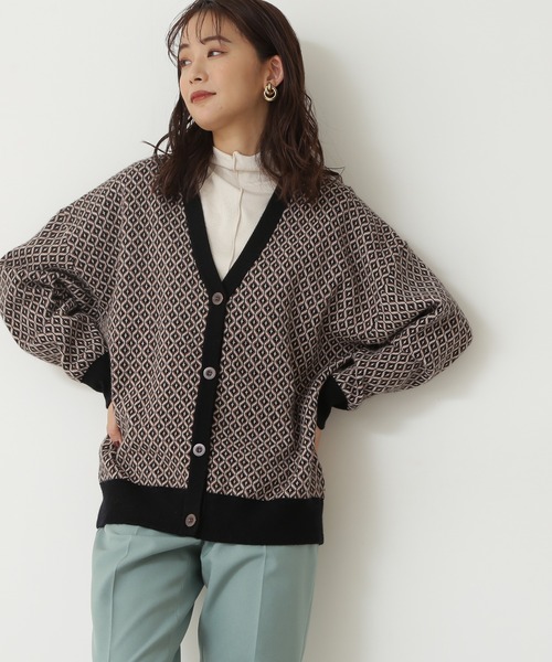 N.（N. Natural Beauty Basic）（エヌエヌナチュラルビューティーベーシック）の「◆ジャガードニットカーディガンⅡ（カーディガン/ボレロ・レディース・ホワイト系その他/ブラック系その他・MEDIUM）」の2枚目の写真