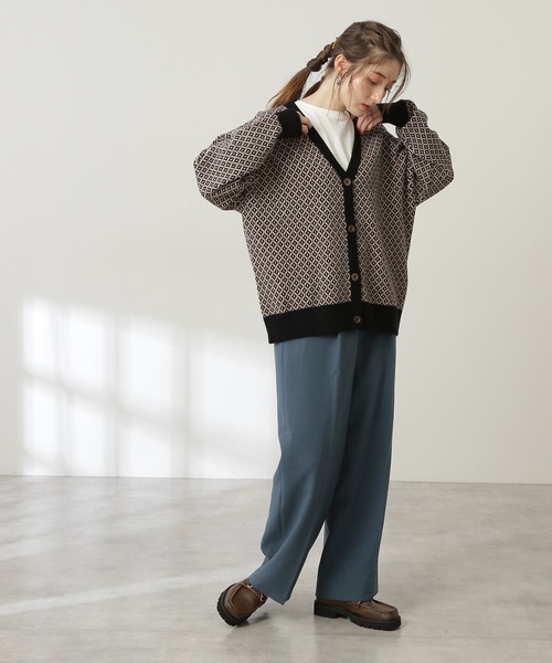 N.（N. Natural Beauty Basic）（エヌエヌナチュラルビューティーベーシック）の「◆ジャガードニットカーディガンⅡ（カーディガン/ボレロ・レディース・ホワイト系その他/ブラック系その他・MEDIUM）」の3枚目の写真