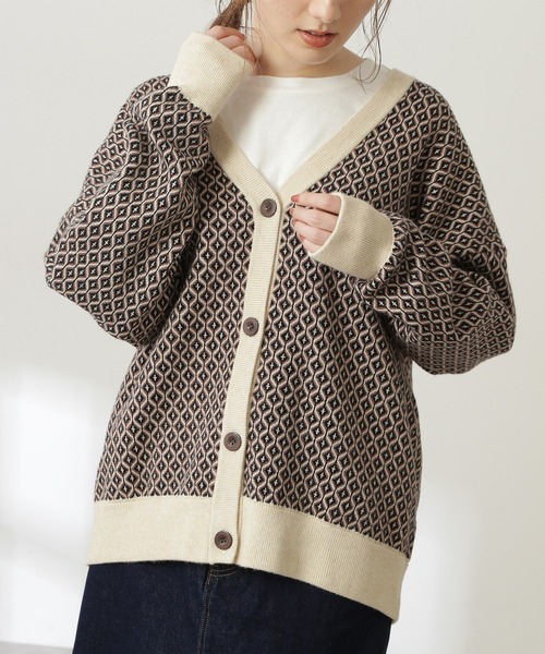 N.（N. Natural Beauty Basic）（エヌエヌナチュラルビューティーベーシック）の「◆ジャガードニットカーディガンⅡ（カーディガン/ボレロ・レディース・ホワイト系その他/ブラック系その他・MEDIUM）」の8枚目の写真