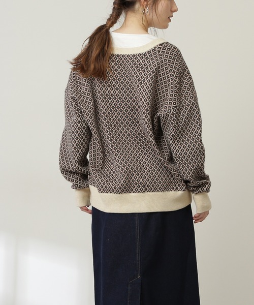 N.（N. Natural Beauty Basic）（エヌエヌナチュラルビューティーベーシック）の「◆ジャガードニットカーディガンⅡ（カーディガン/ボレロ・レディース・ホワイト系その他/ブラック系その他・MEDIUM）」の4枚目の写真