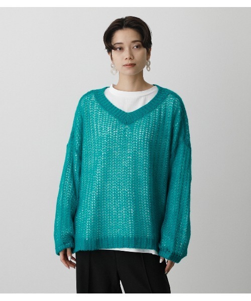 AZUL by moussy（アズールバイマウジー）の「2WAY HAIRY KNIT SET/2WAYヘアリーニットセット（ニット/セーター・レディース・ライトグレー/ブラック/ターコイズブルー・MEDIUM/SMALL）」の3枚目の写真