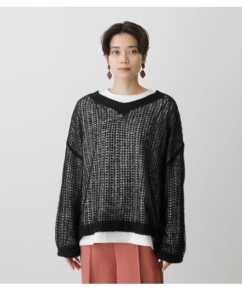 AZUL by moussy（アズールバイマウジー）の「2WAY HAIRY KNIT SET/2WAYヘアリーニットセット（ニット/セーター・レディース・ライトグレー/ブラック/ターコイズブルー・MEDIUM/SMALL）」の2枚目の写真