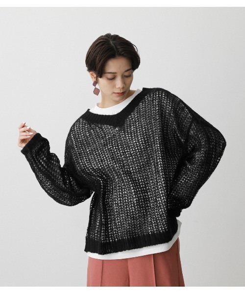 AZUL by moussy（アズールバイマウジー）の「2WAY HAIRY KNIT SET/2WAYヘアリーニットセット（ニット/セーター・レディース・ライトグレー/ブラック/ターコイズブルー・MEDIUM/SMALL）」の4枚目の写真