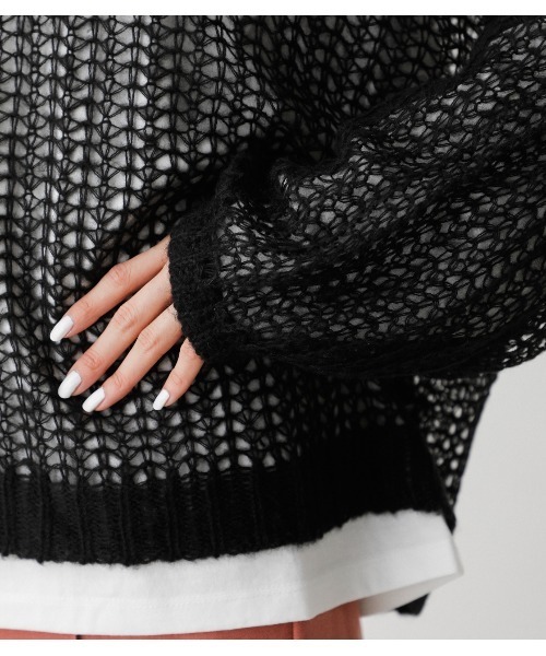 AZUL by moussy（アズールバイマウジー）の「2WAY HAIRY KNIT SET/2WAYヘアリーニットセット（ニット/セーター・レディース・ライトグレー/ブラック/ターコイズブルー・MEDIUM/SMALL）」の11枚目の写真