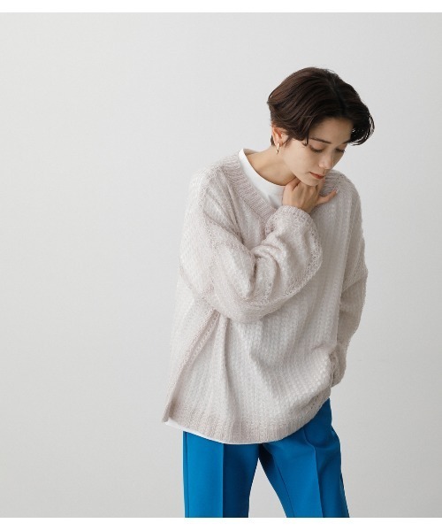 AZUL by moussy（アズールバイマウジー）の「2WAY HAIRY KNIT SET/2WAYヘアリーニットセット（ニット/セーター・レディース・ライトグレー/ブラック/ターコイズブルー・MEDIUM/SMALL）」の15枚目の写真