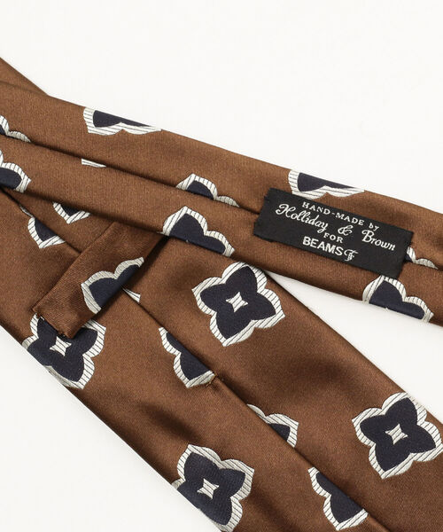 【新品】Holliday & Brown／ジャガードタイ／小紋柄／ネイビー Holliday & Brown ブラウンジャカード小紋柄シルクネクタイ