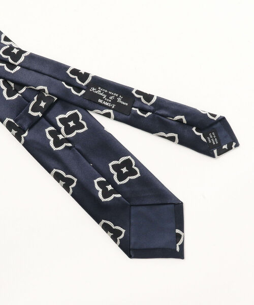 【新品】Holliday & Brown／ジャガードタイ／小紋柄／ネイビー Holliday & Brown ブラウンジャカード小紋柄シルクネクタイ
