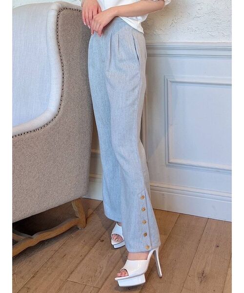 RESEXXY（リゼクシー）の「サイドボタンツイードニットパンツ（その他パンツ・レディース・アイボリー/ブラック/ブルー・FREE）」の3枚目の写真