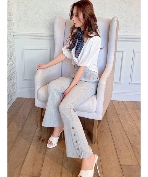 RESEXXY（リゼクシー）の「サイドボタンツイードニットパンツ（その他パンツ・レディース・アイボリー/ブラック/ブルー・FREE）」の9枚目の写真