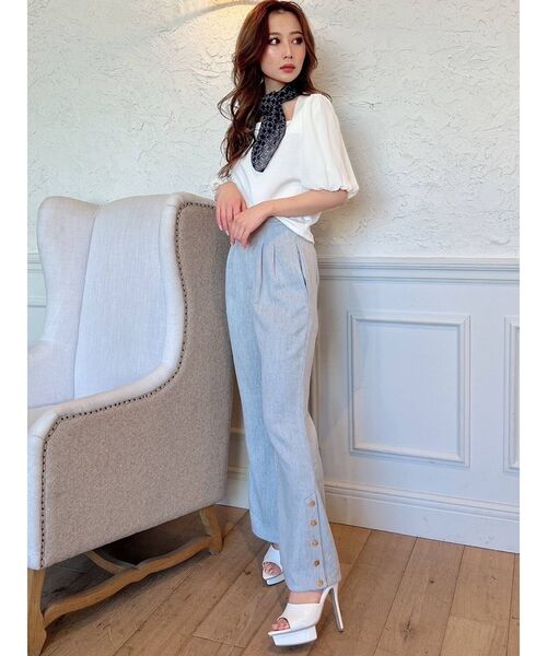 RESEXXY（リゼクシー）の「サイドボタンツイードニットパンツ（その他パンツ・レディース・アイボリー/ブラック/ブルー・FREE）」の10枚目の写真