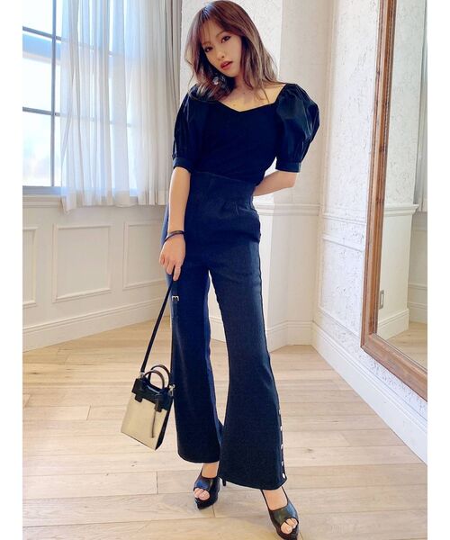 RESEXXY（リゼクシー）の「サイドボタンツイードニットパンツ（その他パンツ・レディース・アイボリー/ブラック/ブルー・FREE）」の15枚目の写真