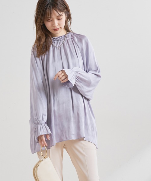 natural couture(ナチュラルクチュール)の「【WEB限定】便利なシャーリングボリューム袖ブラウス(シャツ/ブラウス・レディース・ブラウン/アイボリー/ラベンダー/スミクロ・FREE)」の19枚目の写真