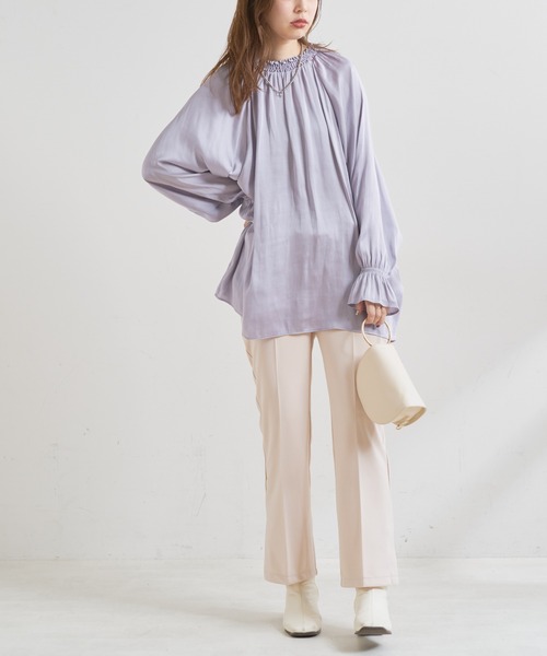 natural couture(ナチュラルクチュール)の「【WEB限定】便利なシャーリングボリューム袖ブラウス(シャツ/ブラウス・レディース・ブラウン/アイボリー/ラベンダー/スミクロ・FREE)」の18枚目の写真