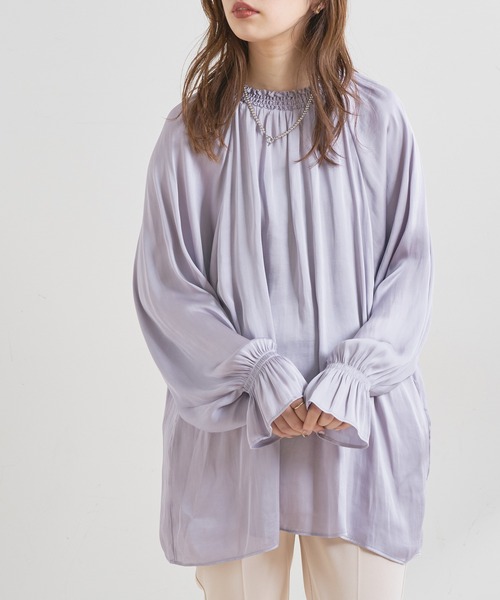 natural couture(ナチュラルクチュール)の「【WEB限定】便利なシャーリングボリューム袖ブラウス(シャツ/ブラウス・レディース・ブラウン/アイボリー/ラベンダー/スミクロ・FREE)」の17枚目の写真