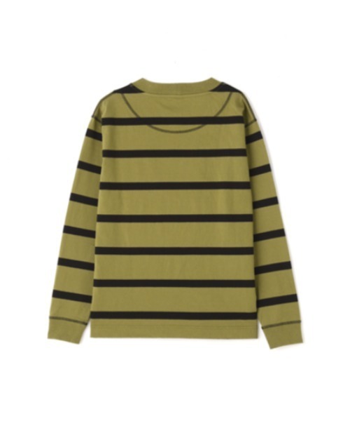 MHL.（エムエイチエル）の「WIDE STRIPE DRY JERSEY（Tシャツ/カットソー・メンズ・ブラック/オリーブ・X-LARGE/MEDIUM/LARGE）」の5枚目の写真