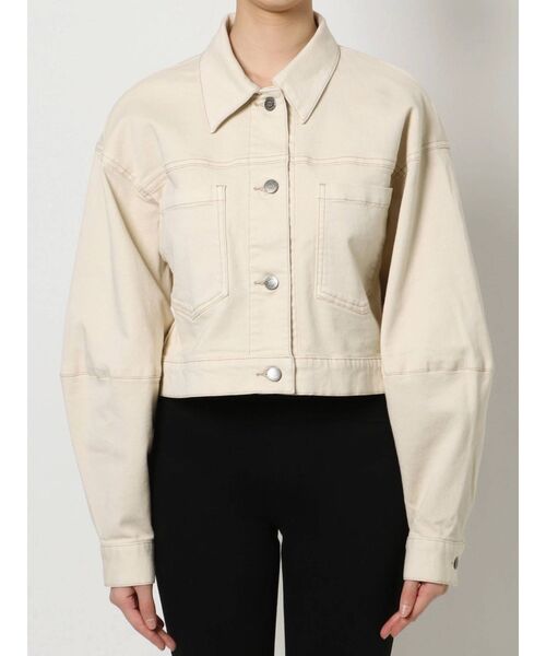 LAGUNAMOON（ラグナムーン）の「【CIMARRON】デニムショートジャケット（ブルゾン・レディース・アイボリー/ブラック/グリーン・FREE）」の4枚目の写真