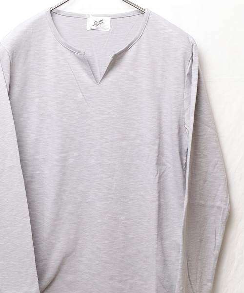 B.I.D.(ビーアイディー)の「《Bd》キーネックスラブ天竺カットソー 半袖(Tシャツ/カットソー・レディース・ホワイト/ブラック/ネイビー/グレー/カーキ/ライトピンク・MEDIUM/LARGE/X-LARGE)」の3枚目の写真