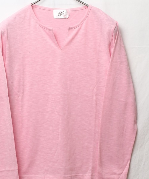 B.I.D.(ビーアイディー)の「《Bd》キーネックスラブ天竺カットソー 半袖(Tシャツ/カットソー・レディース・ホワイト/ブラック/ネイビー/グレー/カーキ/ライトピンク・MEDIUM/LARGE/X-LARGE)」の6枚目の写真