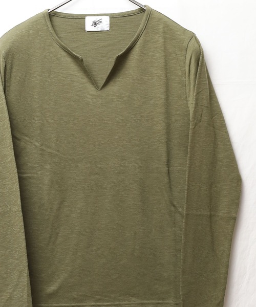 B.I.D.(ビーアイディー)の「《Bd》キーネックスラブ天竺カットソー 半袖(Tシャツ/カットソー・レディース・ホワイト/ブラック/ネイビー/グレー/カーキ/ライトピンク・MEDIUM/LARGE/X-LARGE)」の4枚目の写真
