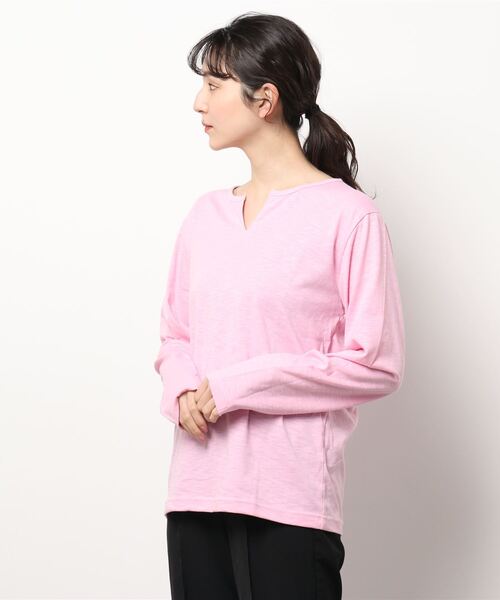 B.I.D.(ビーアイディー)の「《Bd》キーネックスラブ天竺カットソー 半袖(Tシャツ/カットソー・レディース・ホワイト/ブラック/ネイビー/グレー/カーキ/ライトピンク・MEDIUM/LARGE/X-LARGE)」の14枚目の写真