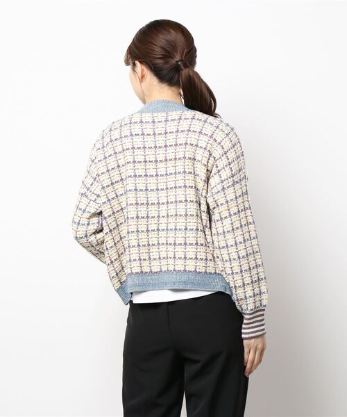 VIBGYOR Women（ヴィブジョー　ウィメン）の「【KOREA SELECT】カラフル ツイード Vネック カーディガン（カーディガン/ボレロ・レディース・ピンク/ブルー・FREE）」の5枚目の写真