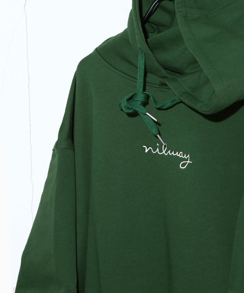 NILWAY（ニルウェイ）の「ファインコットン裏毛nilway筆記ロゴ刺繍ビッグパーカー（パーカー・メンズ・ブラック/オフホワイト/グリーン/チャコール・MEDIUM/LARGE）」の16枚目の写真