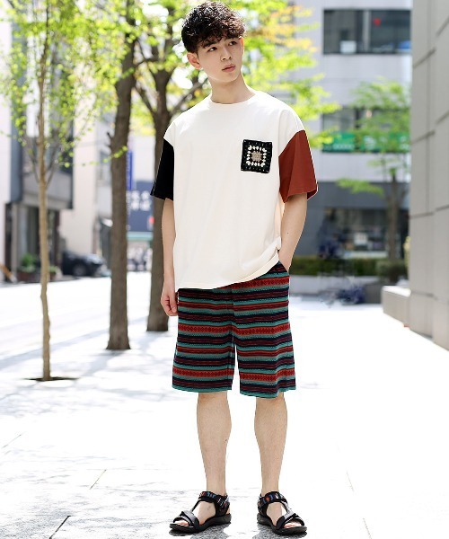 チチカカ（チチカカ）の「【ユニセックス】ジャカードボーダーショーツ（その他パンツ・メンズ・グリーン/ブラック・MEDIUM/LARGE）」の5枚目の写真