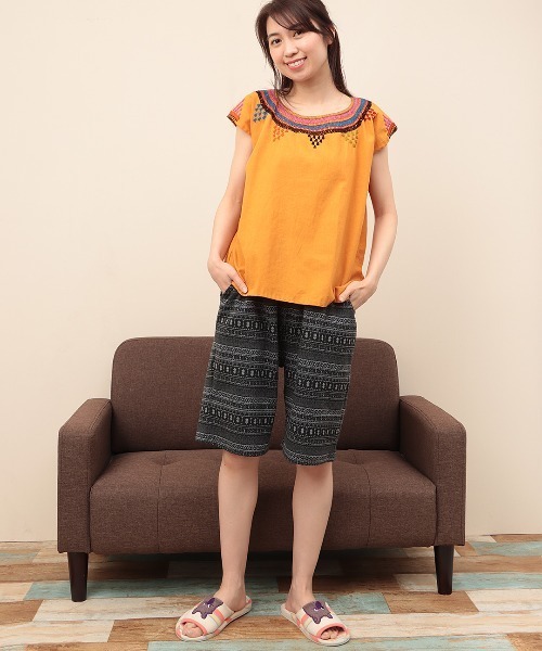 チチカカ（チチカカ）の「【ユニセックス】ジャカードボーダーショーツ（その他パンツ・メンズ・グリーン/ブラック・MEDIUM/LARGE）」の3枚目の写真