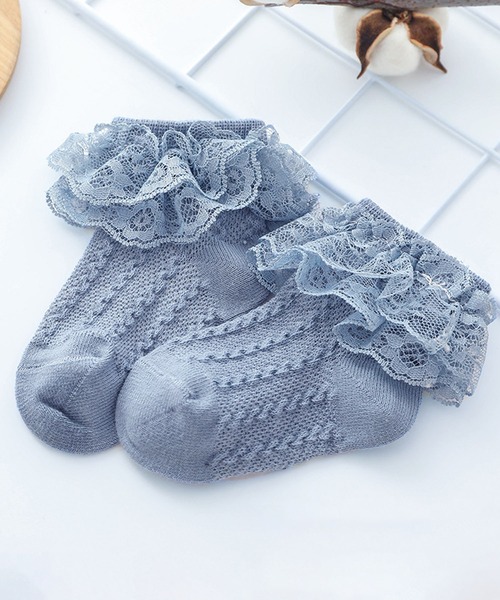 Anuenue（アヌエヌエ）の「キッズ レースフリルソックス（ソックス/靴下・キッズ・ホワイト/ブラウン/ピンク/イエロー/ブルー/ライトピンク・M/L）」の3枚目の写真