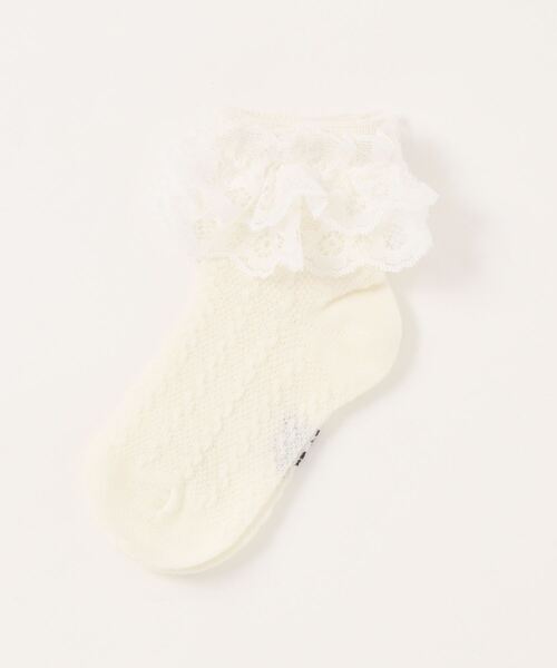 Anuenue（アヌエヌエ）の「キッズ レースフリルソックス（ソックス/靴下・キッズ・ホワイト/ブラウン/ピンク/イエロー/ブルー/ライトピンク・M/L）」の12枚目の写真