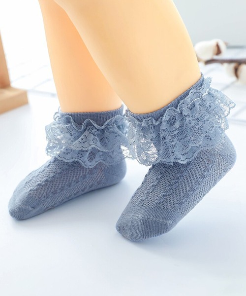 Anuenue（アヌエヌエ）の「キッズ レースフリルソックス（ソックス/靴下・キッズ・ホワイト/ブラウン/ピンク/イエロー/ブルー/ライトピンク・M/L）」の9枚目の写真