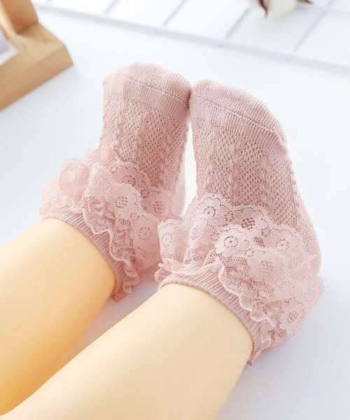 Anuenue（アヌエヌエ）の「キッズ レースフリルソックス（ソックス/靴下・キッズ・ホワイト/ブラウン/ピンク/イエロー/ブルー/ライトピンク・M/L）」の11枚目の写真