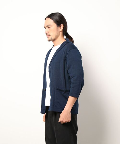 UNION STATION(ユニオンステーション)の「/ウォッシャブル/7分袖/ニットジャケット(カーディガン/ボレロ・メンズ・ネイビー/ブラック系その他/キナリ・LL/M/L)」の11枚目の写真