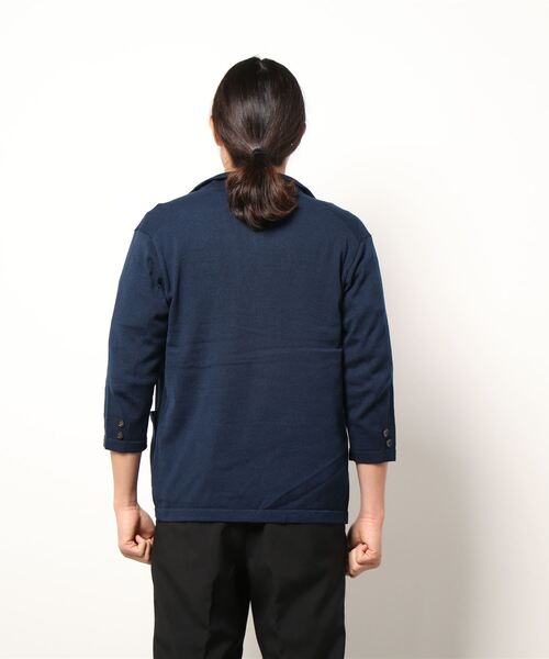UNION STATION(ユニオンステーション)の「/ウォッシャブル/7分袖/ニットジャケット(カーディガン/ボレロ・メンズ・ネイビー/ブラック系その他/キナリ・LL/M/L)」の12枚目の写真