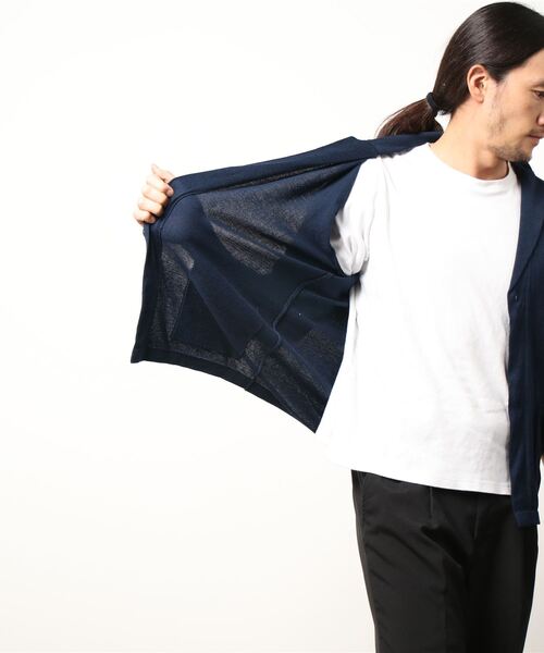 UNION STATION(ユニオンステーション)の「/ウォッシャブル/7分袖/ニットジャケット(カーディガン/ボレロ・メンズ・ネイビー/ブラック系その他/キナリ・LL/M/L)」の13枚目の写真